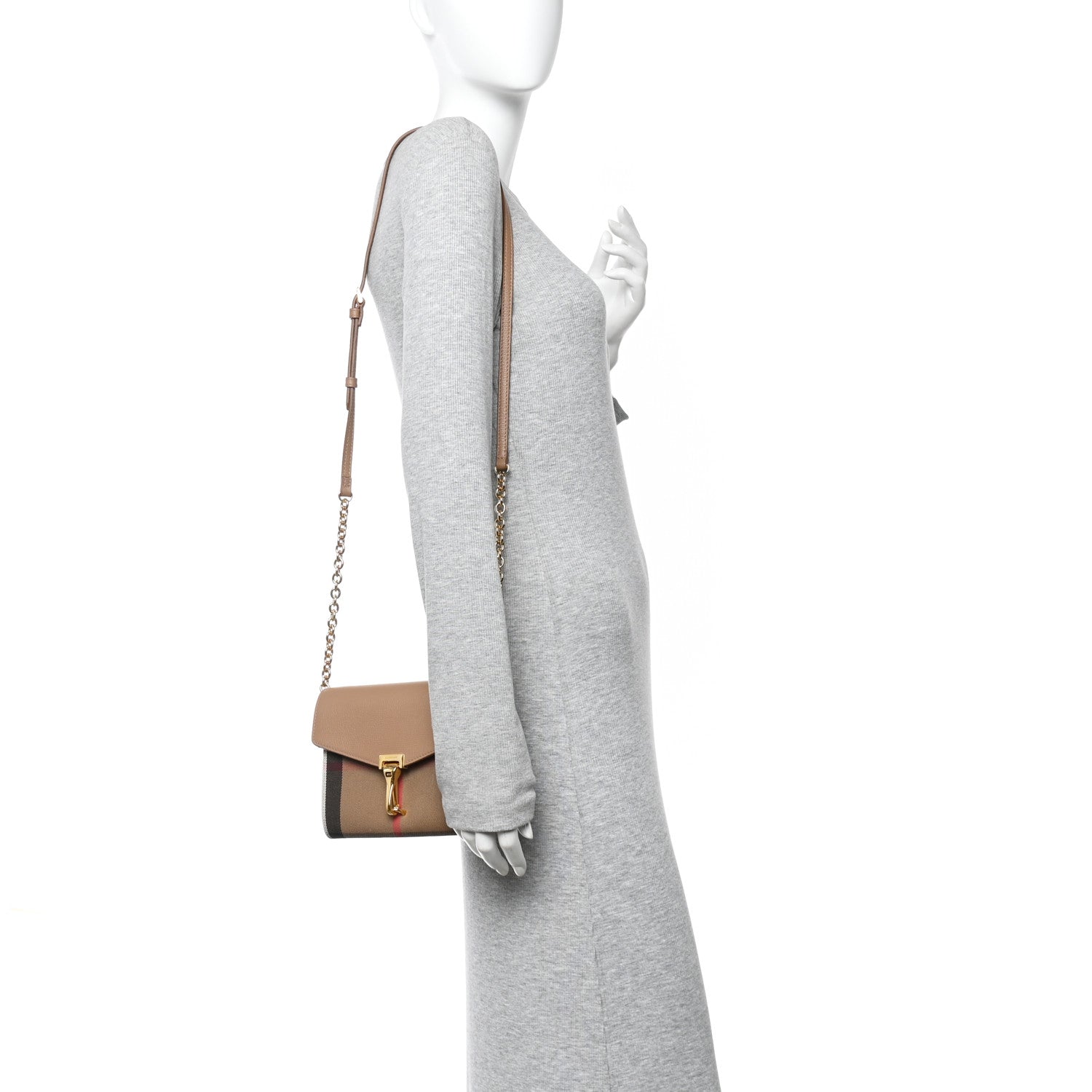 Burberry Derby Calfskin House Check Baby Macken Crossbody Bag Camel 3 of 11