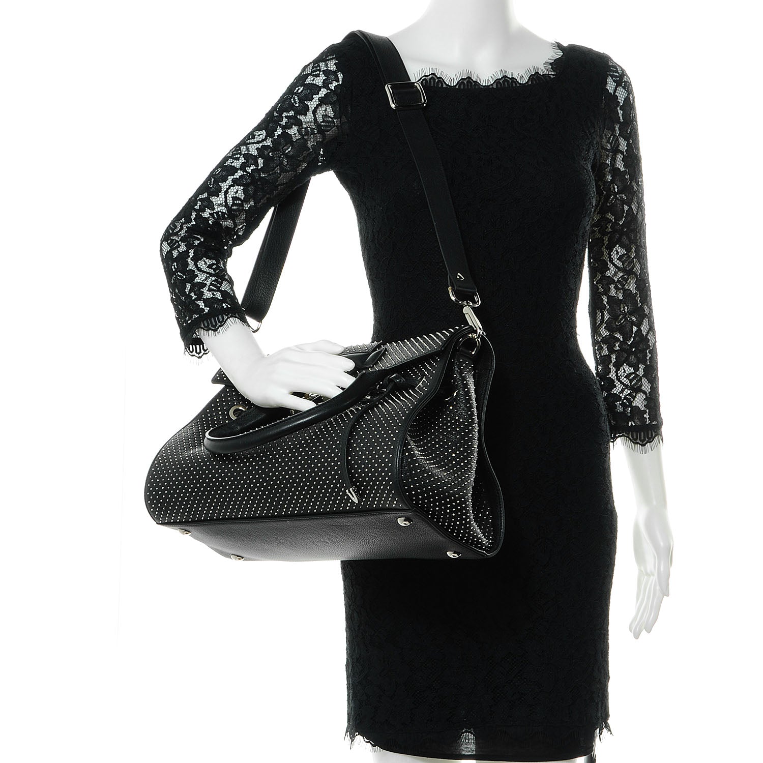 Jimmy Choo Studded Grainy Leather Medium Rosalie Black 2 of 10