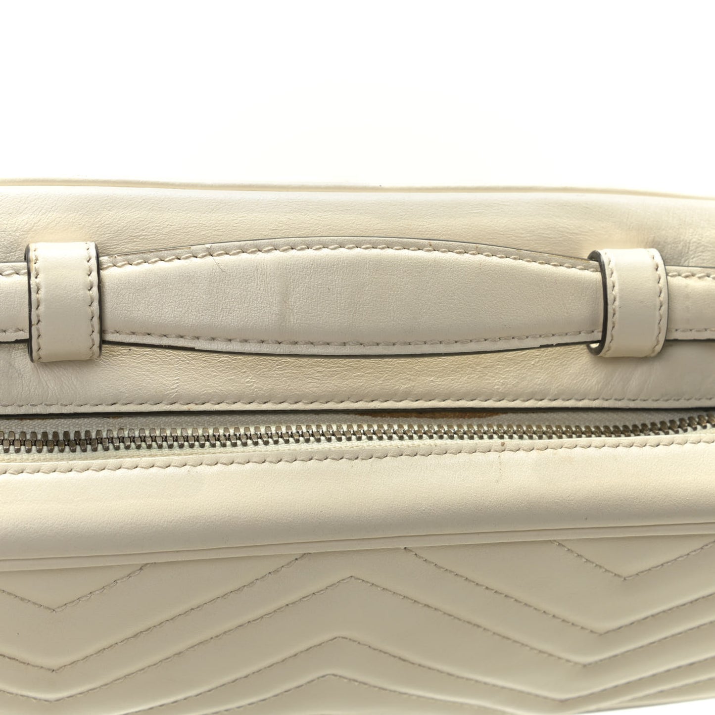 Calfskin Matelasse Sylvie Web Small GG Marmont Top Handle Shoulder Bag White