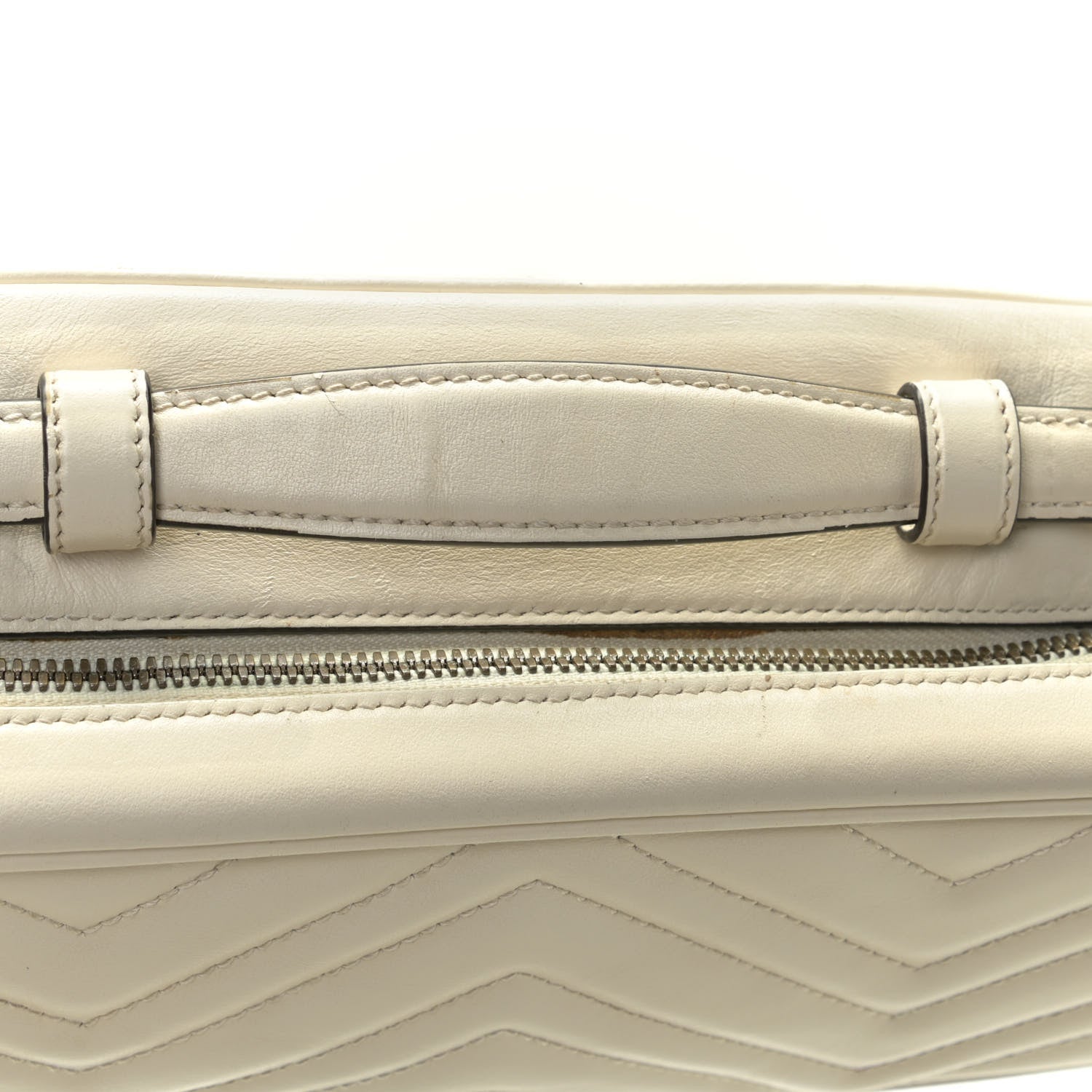Gucci Calfskin Matelasse Sylvie Web Small GG Marmont Top Handle Shoulder Bag White 17 of 18