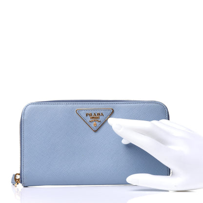 Prada Saffiano Triangle Zip Around Wallet Astrale 2 of 11