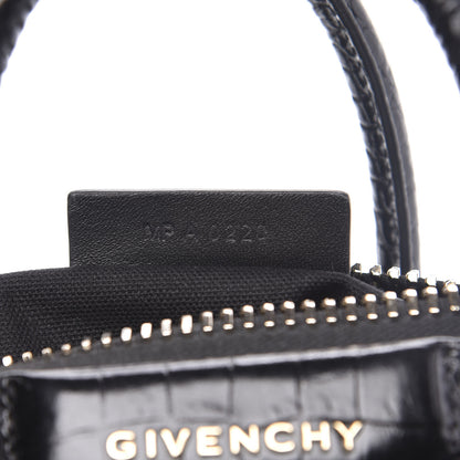 Givenchy Calfskin Crocodile Embossed Mini Antigona Black 7 of 9