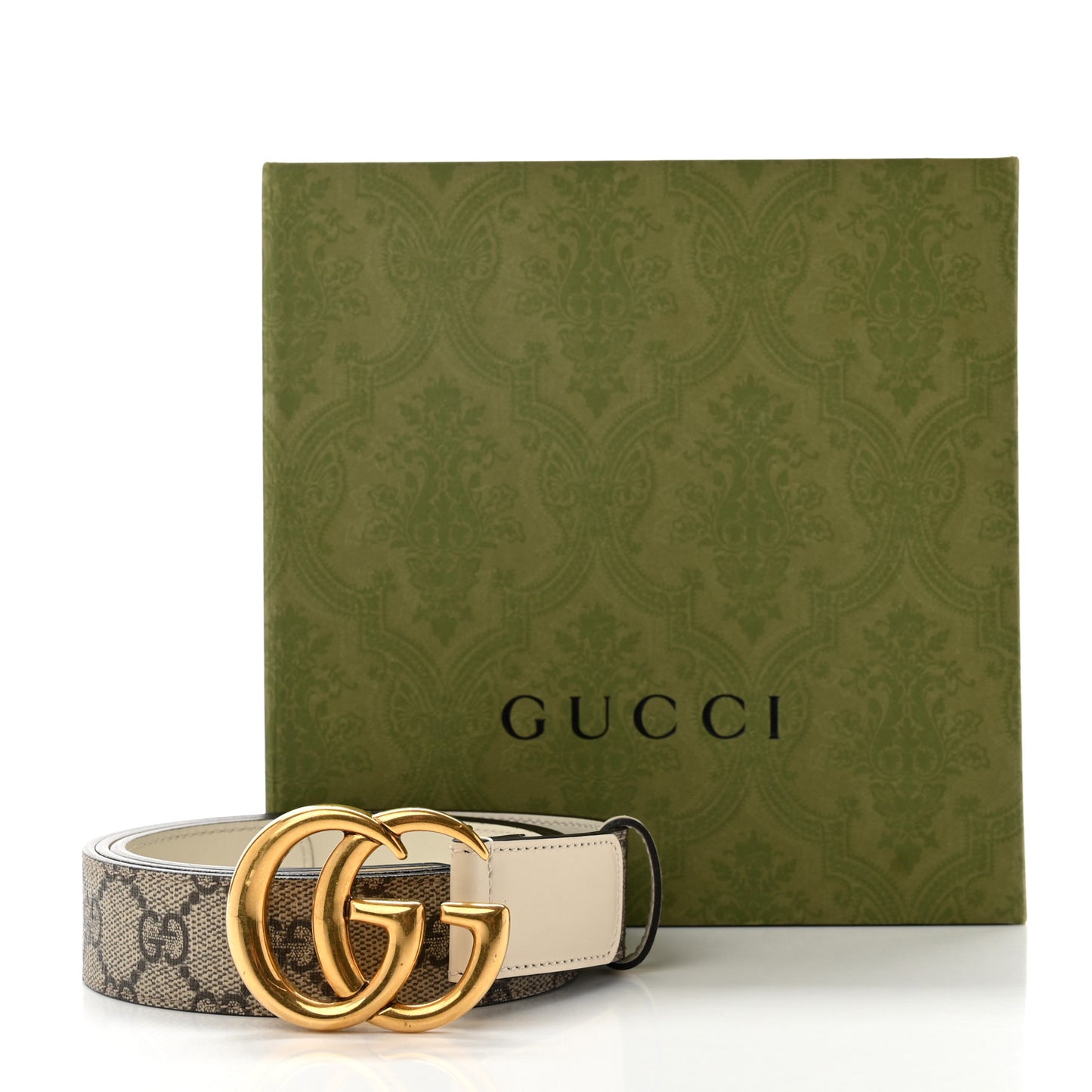 GG Supreme Monogram Matte Plutone Calfskin Double G 30mm Belt 95 38 Beige Ebony Mystic White