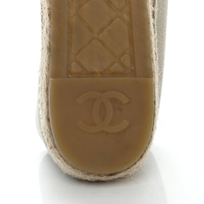 Chanel Canvas Grosgrain CC Espadrilles 38 Beige Black 8 of 12