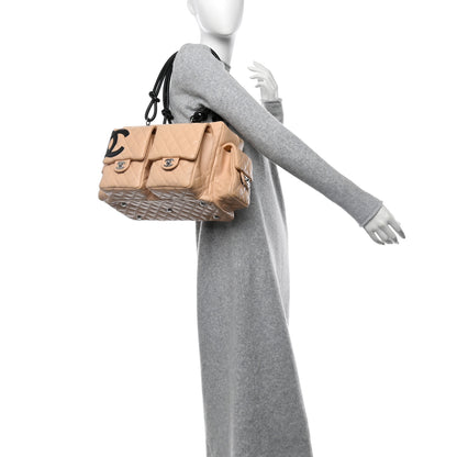 Chanel Calfskin Quilted Large Cambon Multipocket Reporter Beige Black 2 of 11