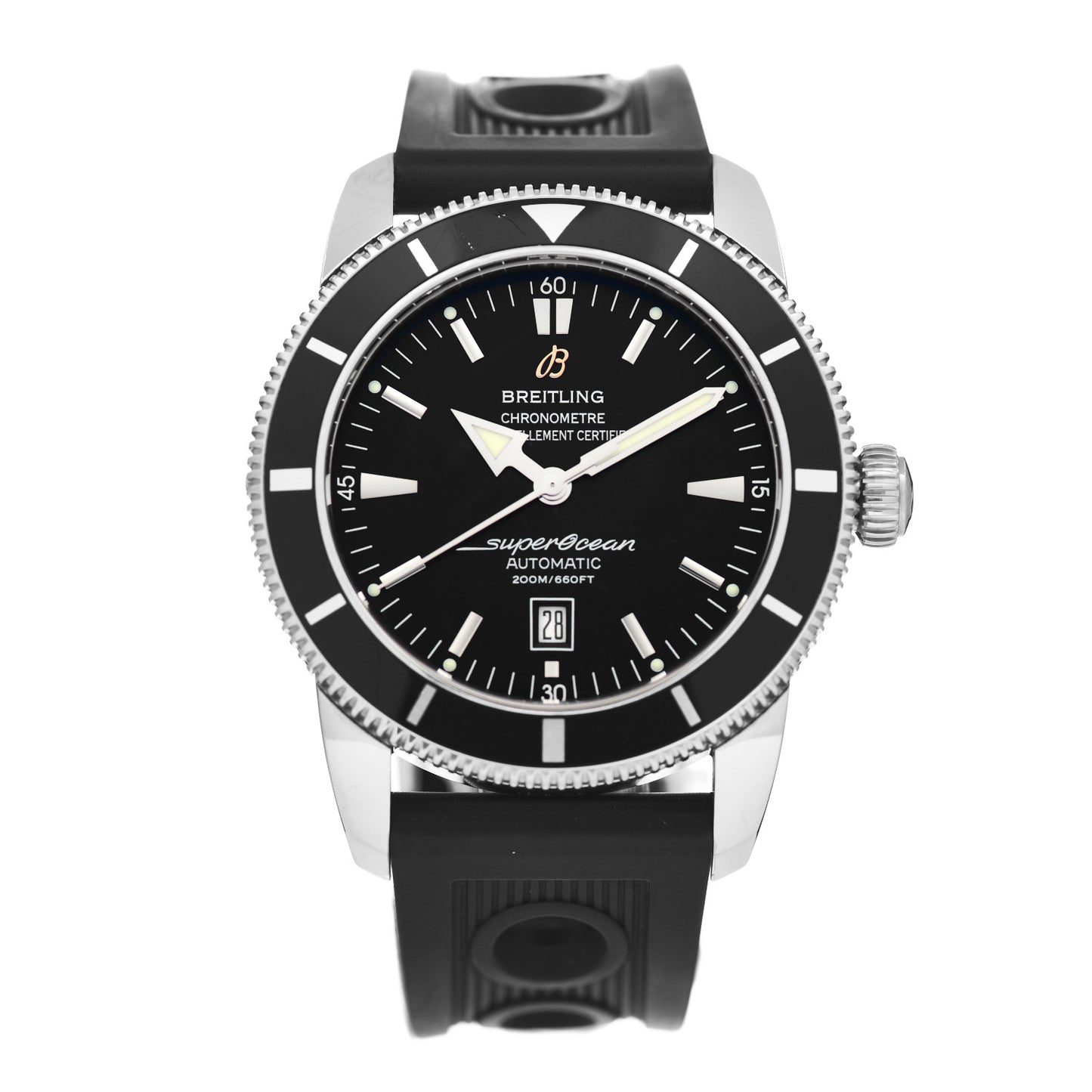 Stainless Steel Rubber 46mm Superocean Heritage II B20 Automatic Watch Black A17320