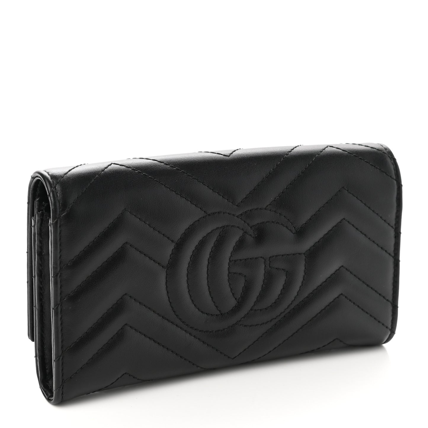 Calfskin Matelasse GG Marmont Continental Wallet Black
