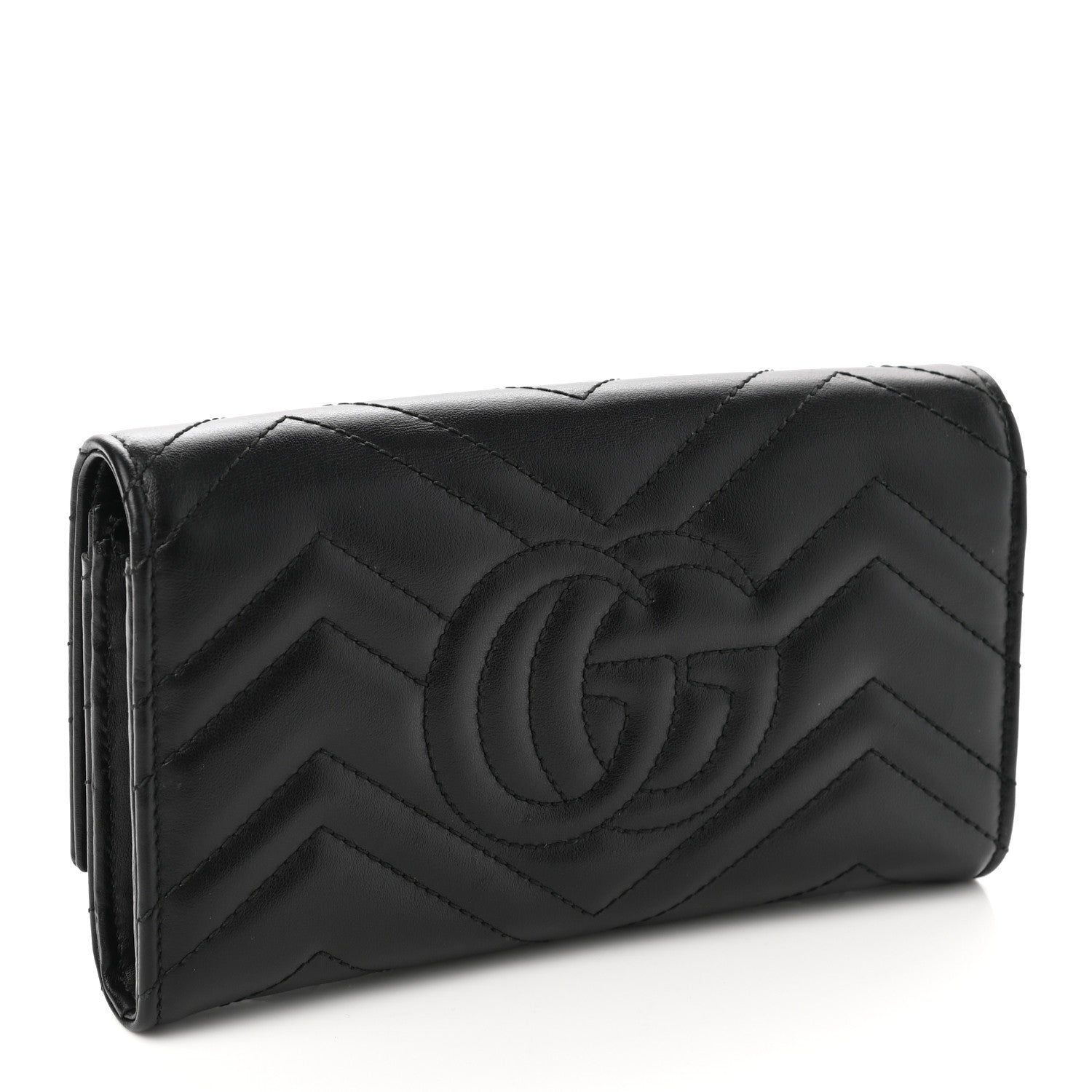 Gucci Calfskin Matelasse GG Marmont Continental Wallet Black 3 of 8