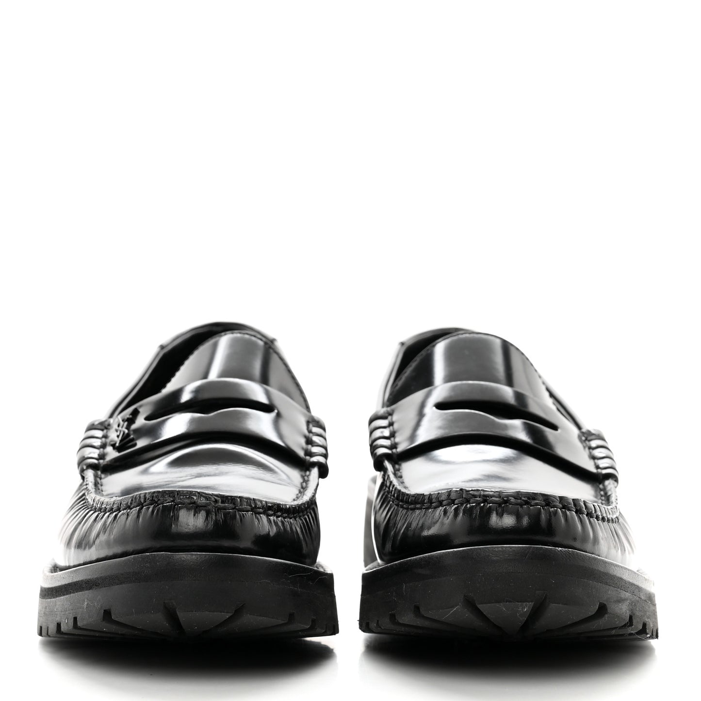 Glazed Calfskin Chunky Le Loafer Penny Slippers 37.5 Black