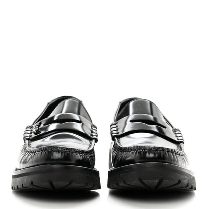 Saint Laurent Glazed Calfskin Chunky Le Loafer Penny Slippers 37.5 Black 2 of 8