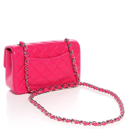Chanel Lambskin Quilted Mini Rectangular Flap Dark Pink 3 of 9