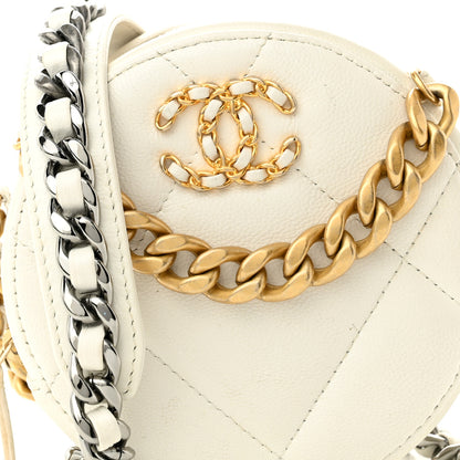 Chanel Goatskin Quilted Chanel 19 Round Clutch With Chain White 8 of 11