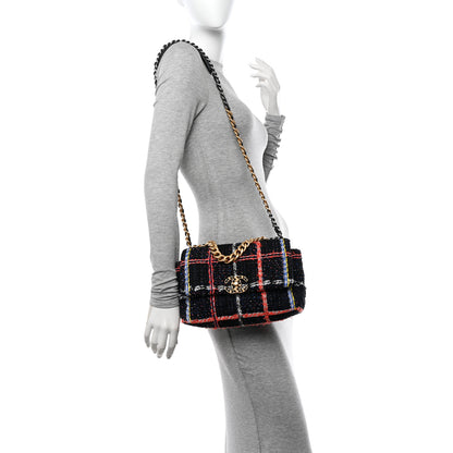 Chanel Tweed Quilted Medium Chanel 19 Flap Black Multicolor 2 of 11