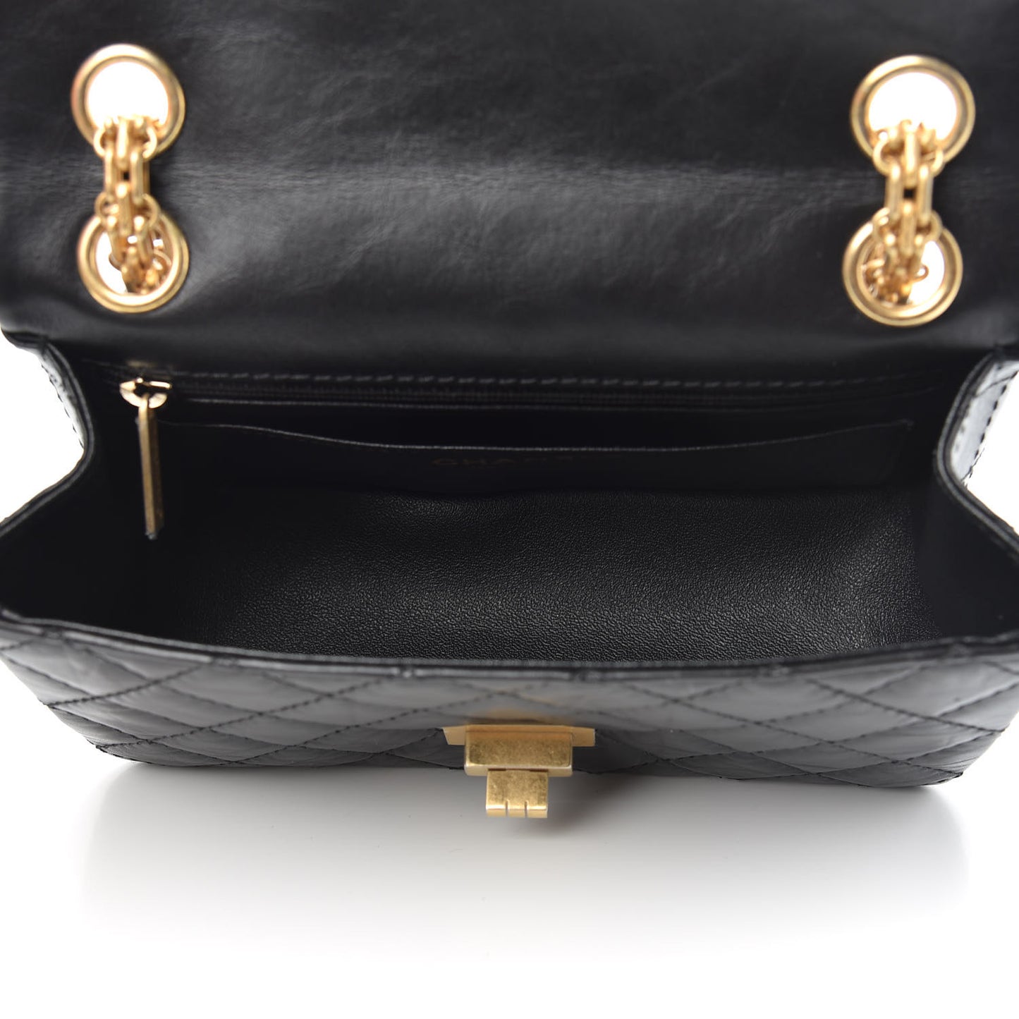 Aged Calfskin Quilted 2.55 Reissue Mini Flap Black
