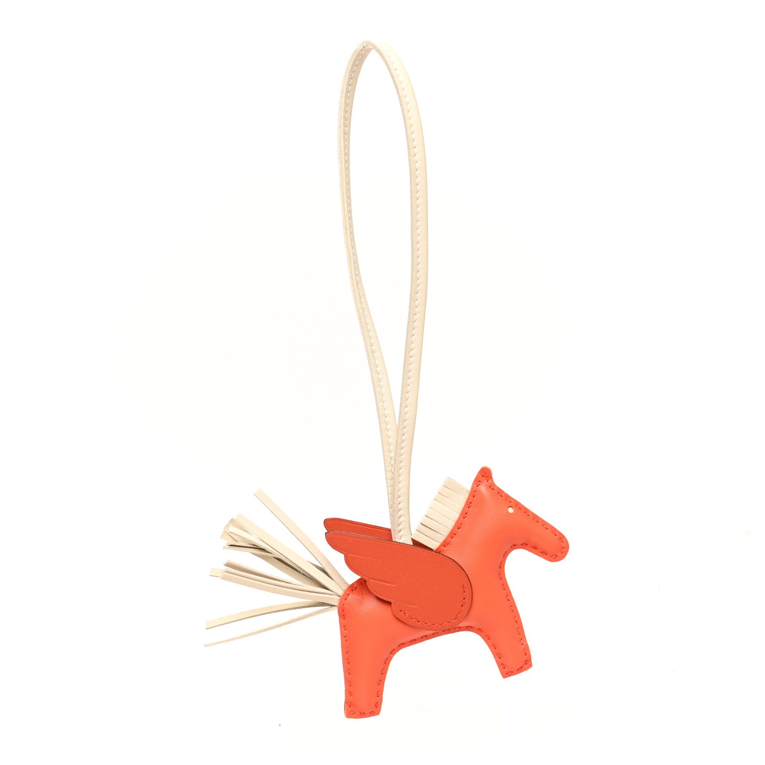 Hermes Milo Lambskin Grigri Rodeo Pegase Horse Bag Charm PM Orange Poppy Craie Terre Battue 1 of 4