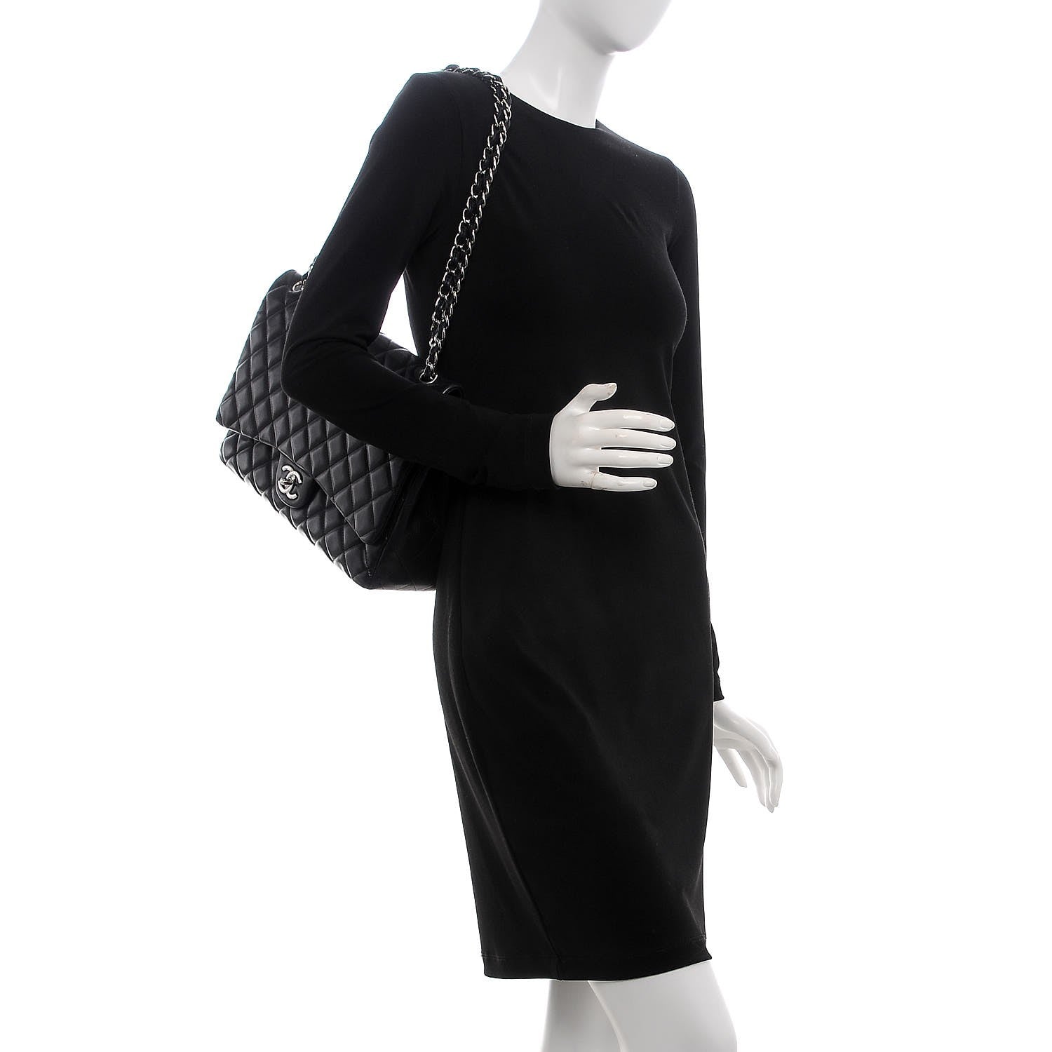 Chanel Lambskin Quilted Maxi Double Flap Black 3 of 8