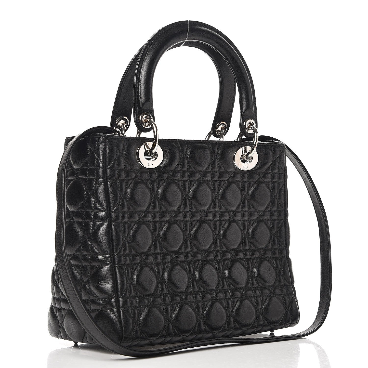 Christian Dior Lambskin Cannage Medium Lady Dior Black 4 of 7