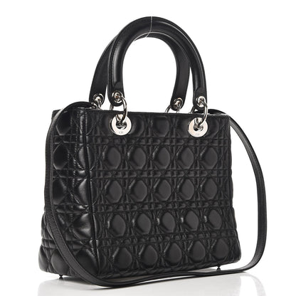 Christian Dior Lambskin Cannage Medium Lady Dior Black 4 of 7
