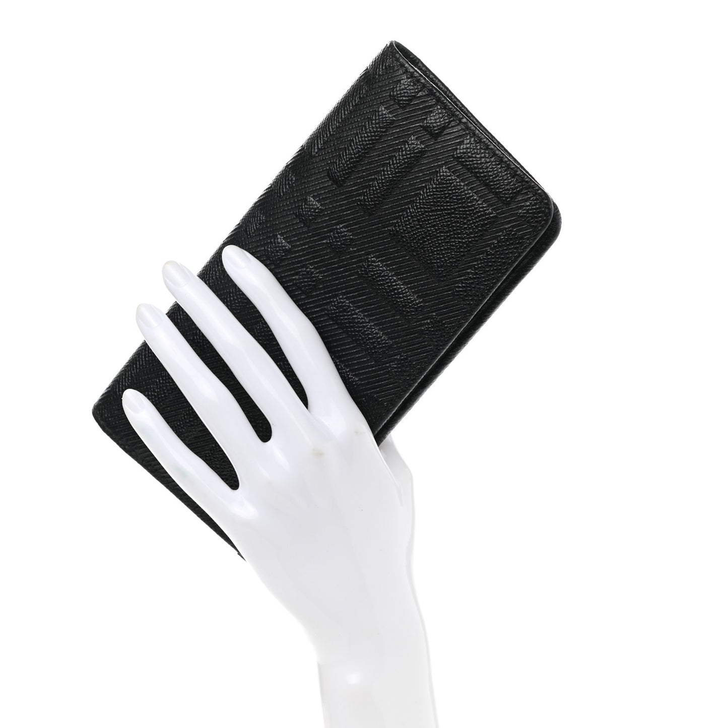 London Grainy Check Embossed Long Wallet Black