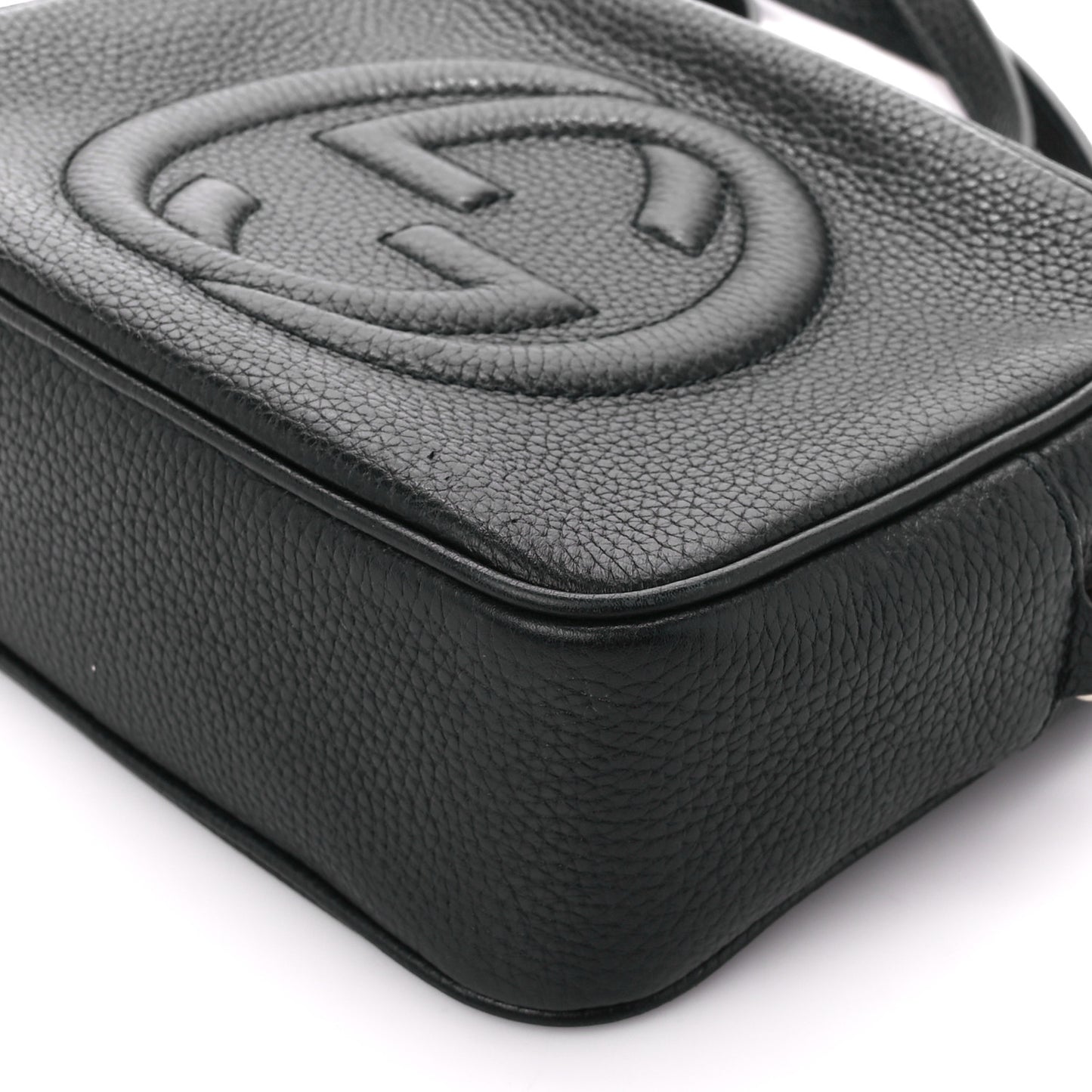 Pebbled Calfskin Small Soho Disco Bag Black