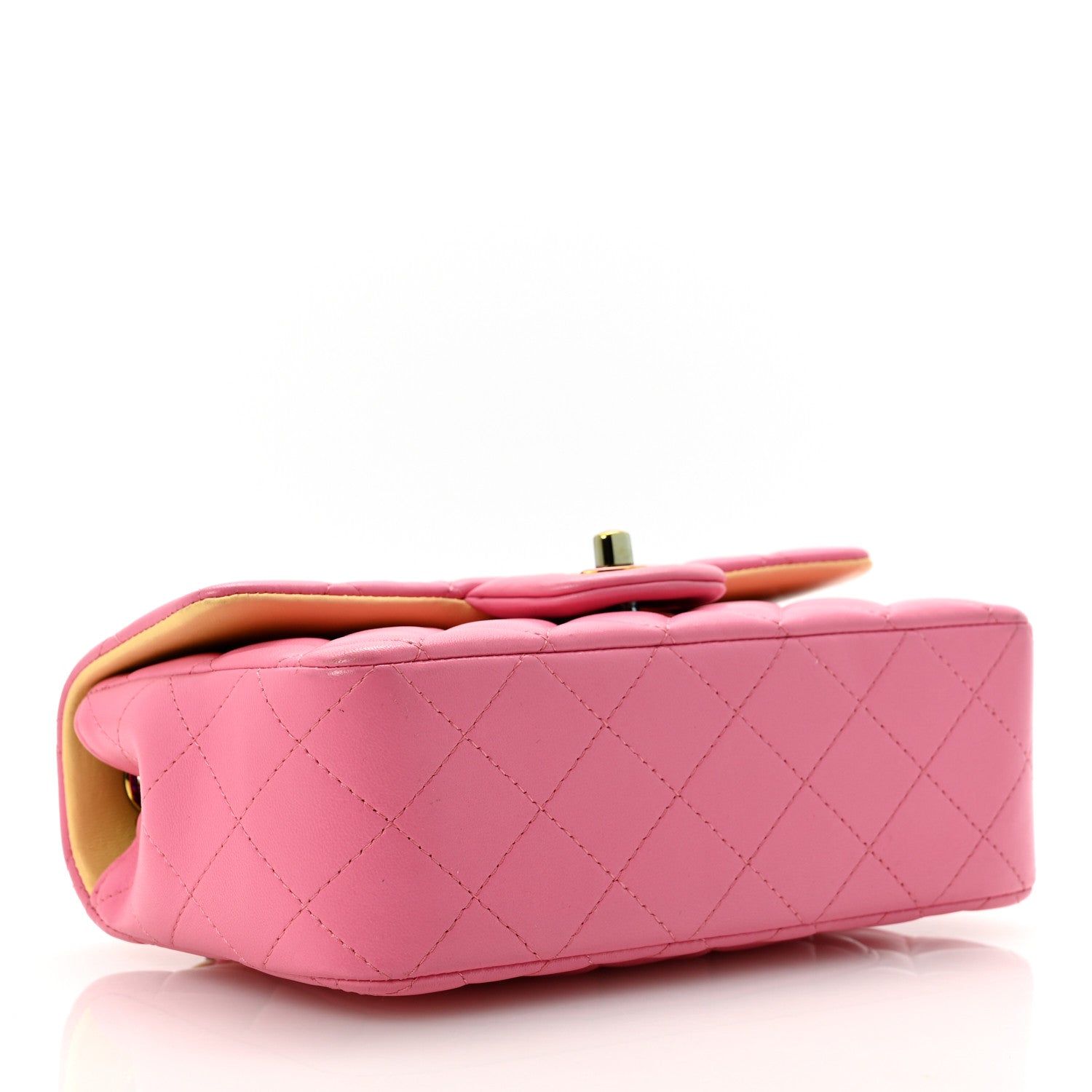 Chanel Lambskin Quilted Mini Rectangular Flap Pink Yellow 4 of 11