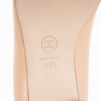 Chanel Crumpled Calfskin Patent Cap Toe Ballerina Flats 38.5 Beige Black 5 of 6