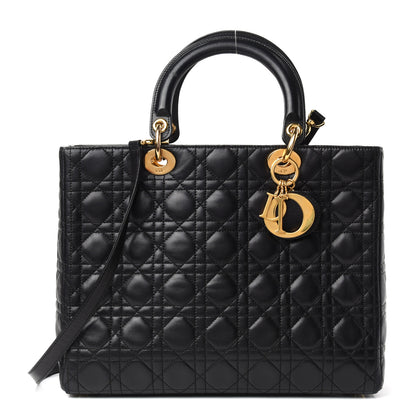 Christian Dior Lambskin Cannage Large Lady Dior Black 1 of 9