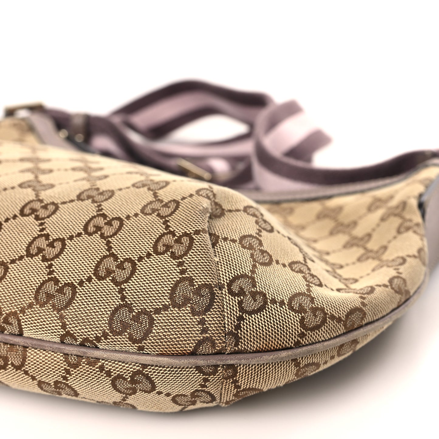 GG Plus Monogram Web Medium Half Moon Hobo Dark Brown