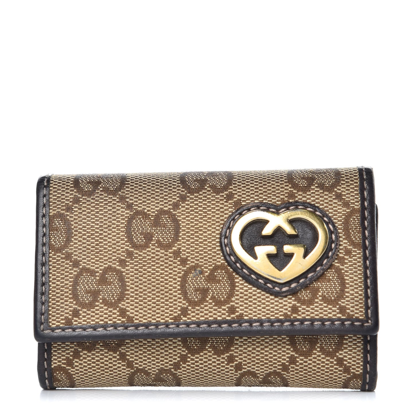 Monogram Lovely Heart 6 Key Holder Case Brown