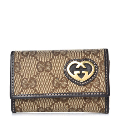 Gucci Monogram Lovely Heart 6 Key Holder Case Brown 1 of 8