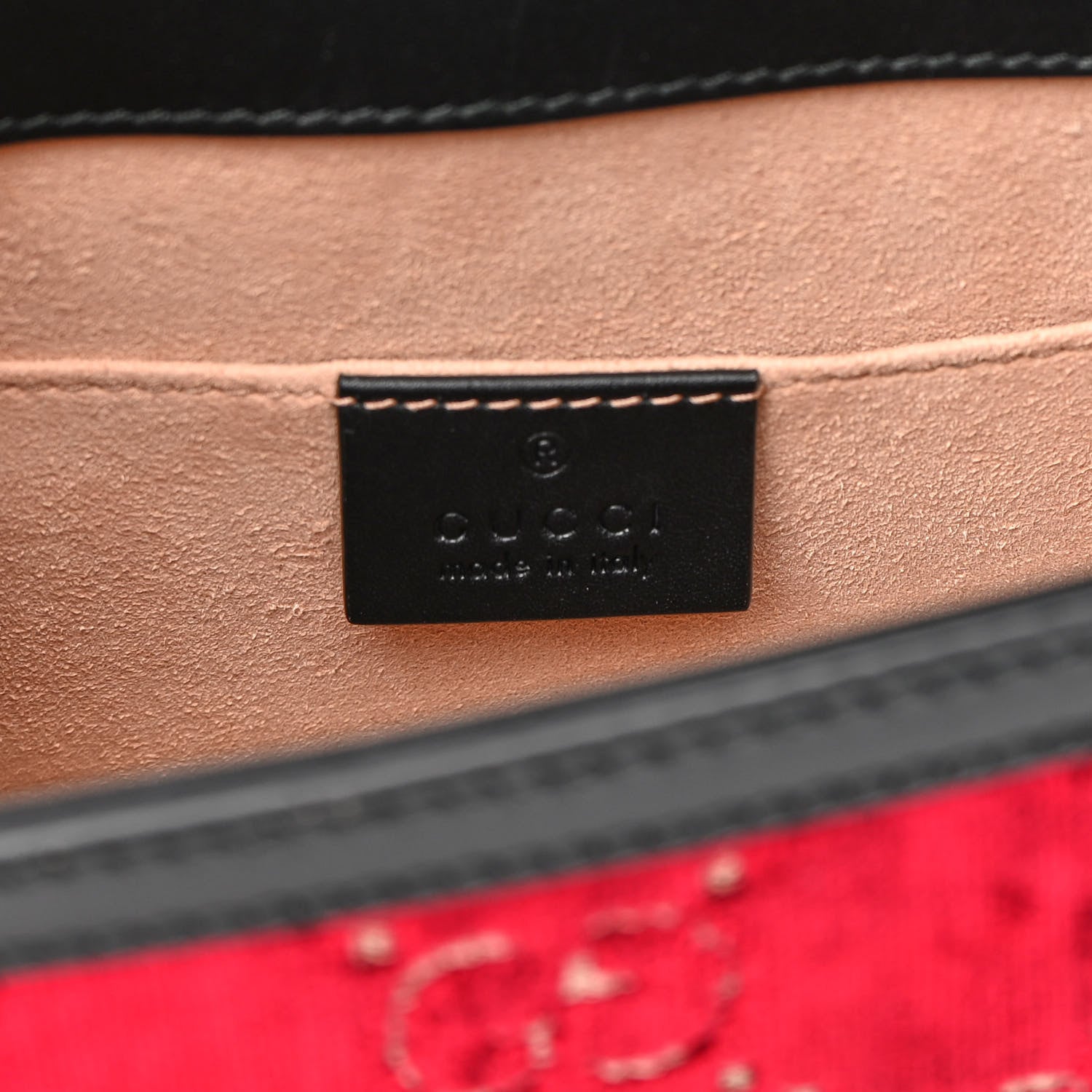 Gucci Velvet GG Monogram Mini Sylvie Top Handle Bag Red Cipria Black 6 of 10