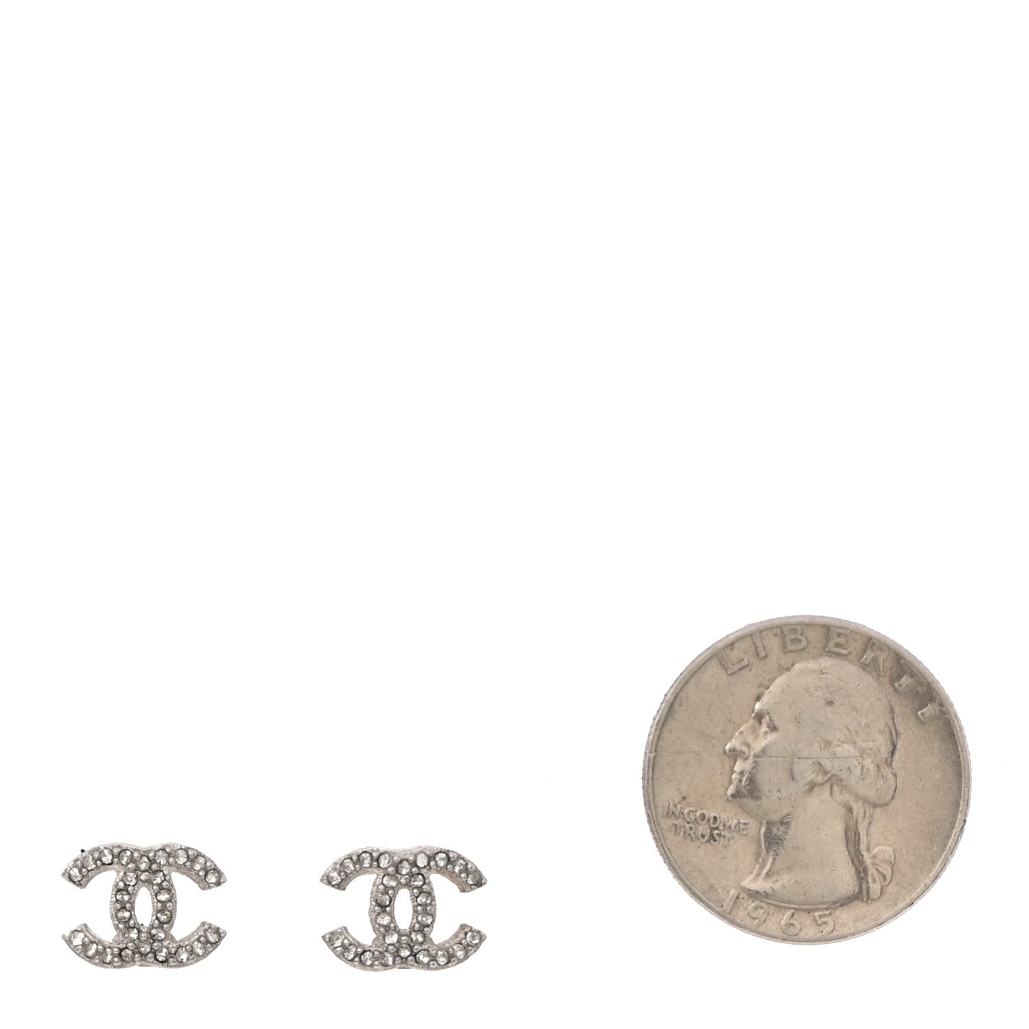 Chanel Crystal Mini Timeless CC Earrings Silver 2 of 5