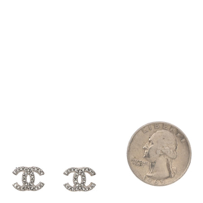 Chanel Crystal Mini Timeless CC Earrings Silver 2 of 5