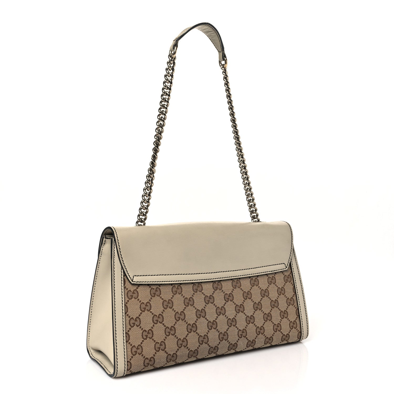 Gucci Monogram Margaux Calfskin Medium Emily Chain Shoulder Bag Beige Ebony Mystic White 3 of 14