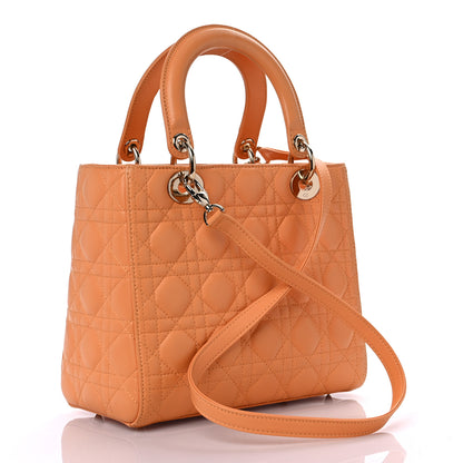 Christian Dior Lambskin Cannage Medium Lady Dior Orange 2 of 16