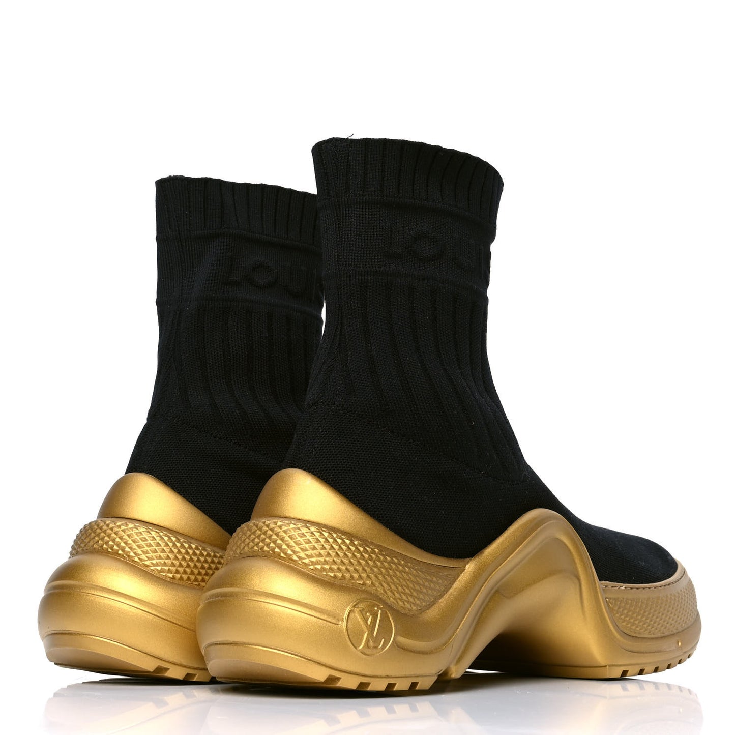 Stretch Textile Monogram LV Archlight Sneaker Boots 39 Black Gold