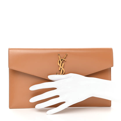 Saint Laurent Smooth Shiny Calfskin Medium Uptown Pouch Dune 2 of 7