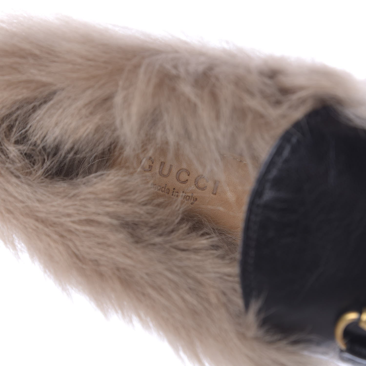 Gucci Malaga Kid Fur Womens Jordaan Loafers 39 Black Natural 7 of 9