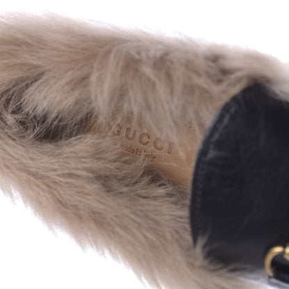 Gucci Malaga Kid Fur Womens Jordaan Loafers 39 Black Natural 7 of 9