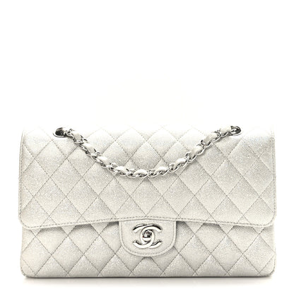 Chanel Glittered Metallic Caviar Quilted Medium Double Flap Silver 1 of 10