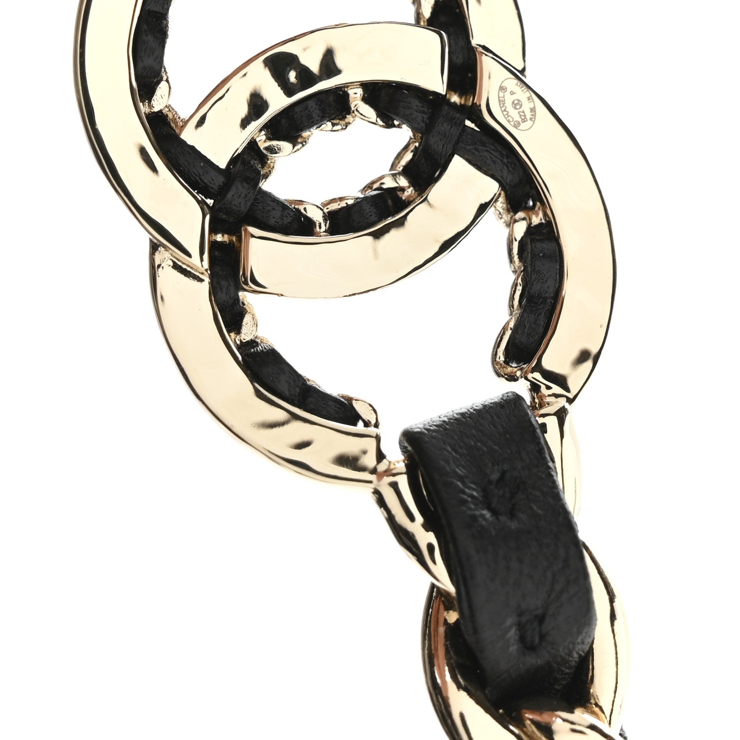 Chanel Metal Lambskin CC Chain Tie Headband Gold Black 4 of 5