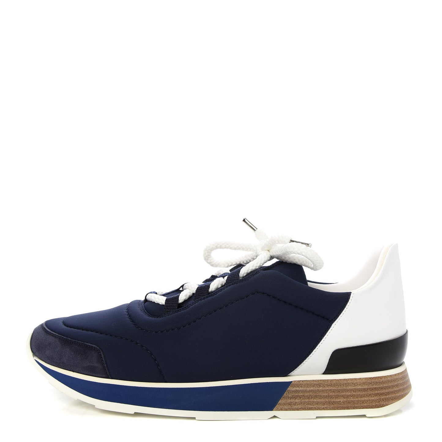 Technical Canvas Calfskin Suede Goatskin Womens Buster Sneakers 40 Marine White