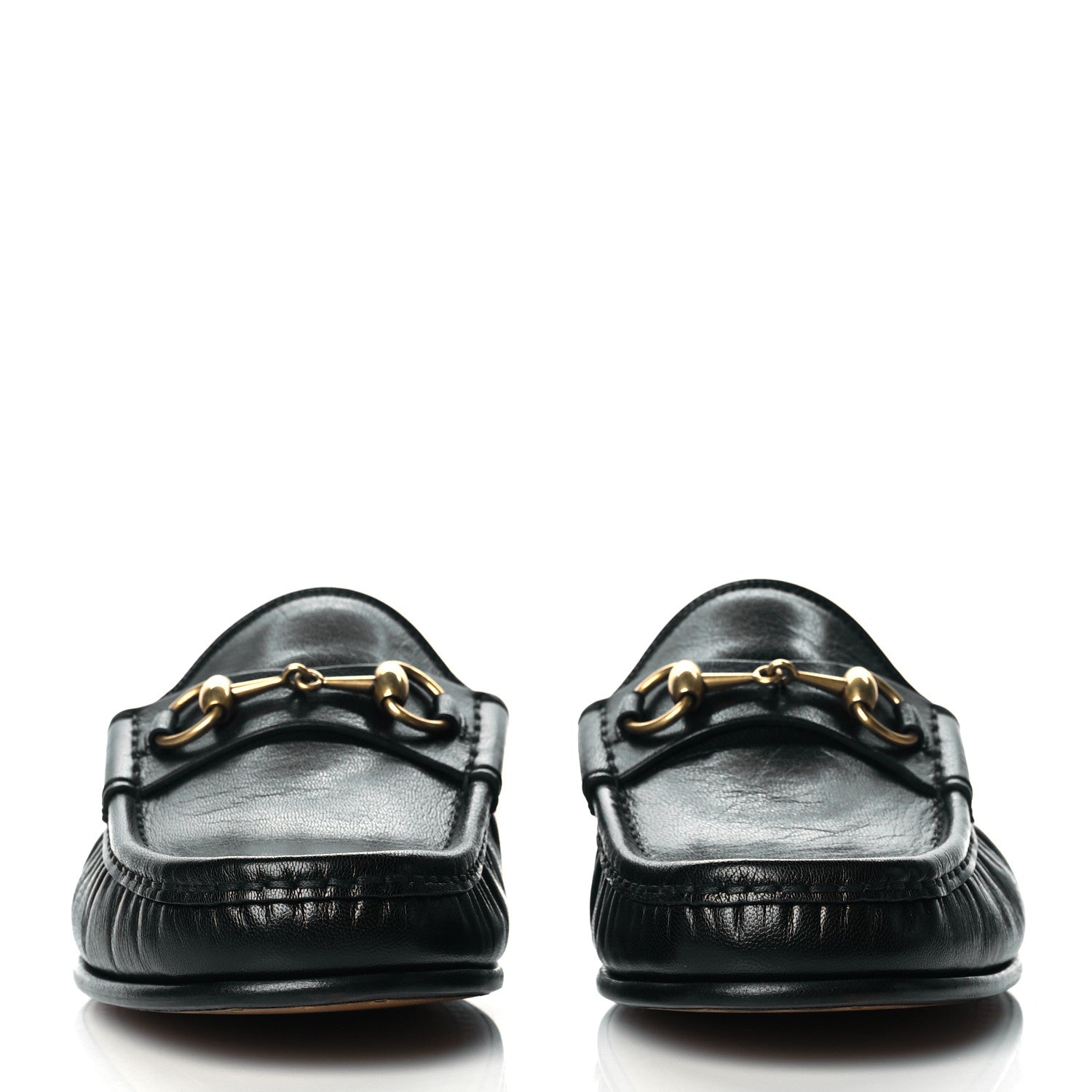 Gucci Goatskin Mens Horsebit Slippers 7.5 Black 2 of 9