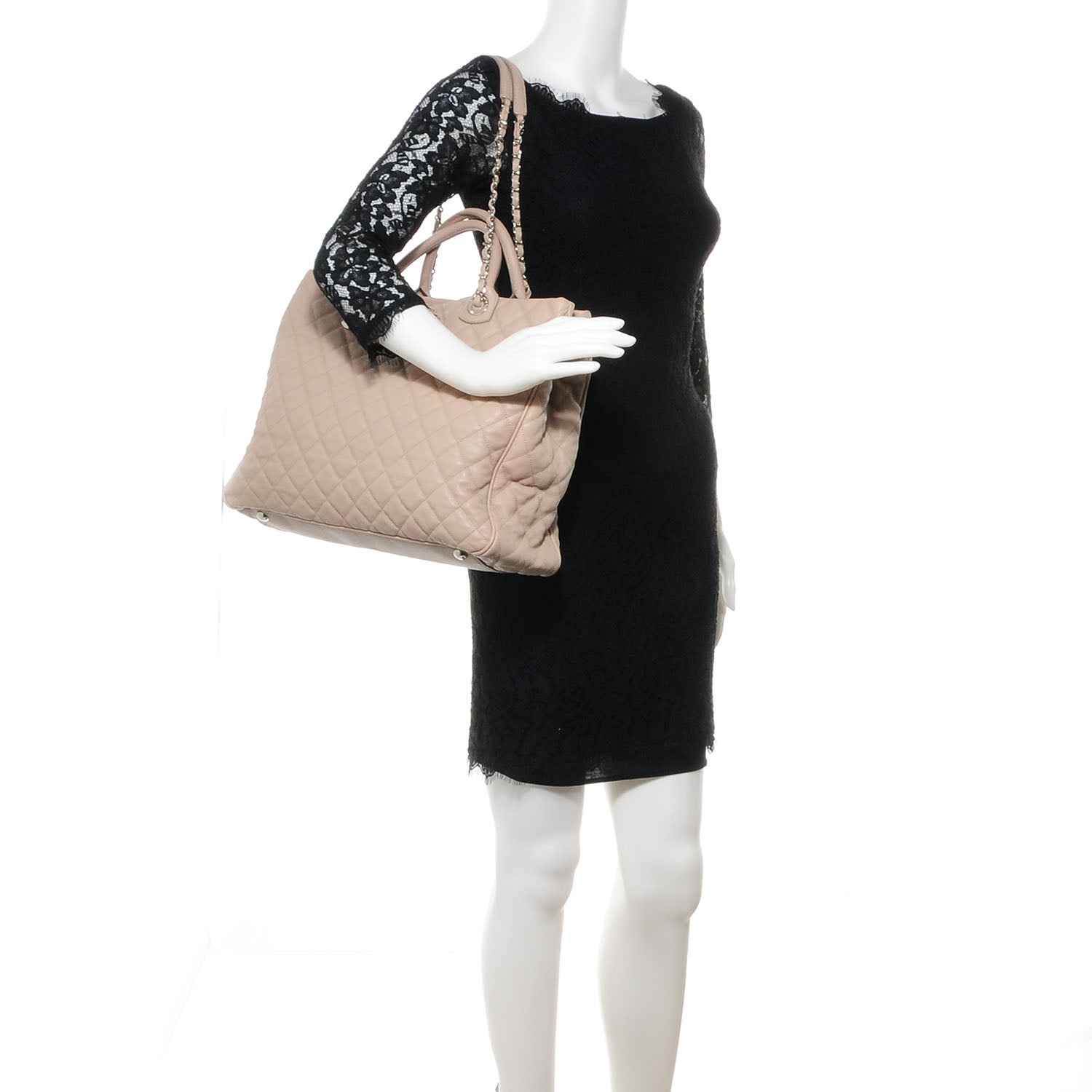 Chanel Caviar Quilted Large Shiva Tote Beige 2 of 7