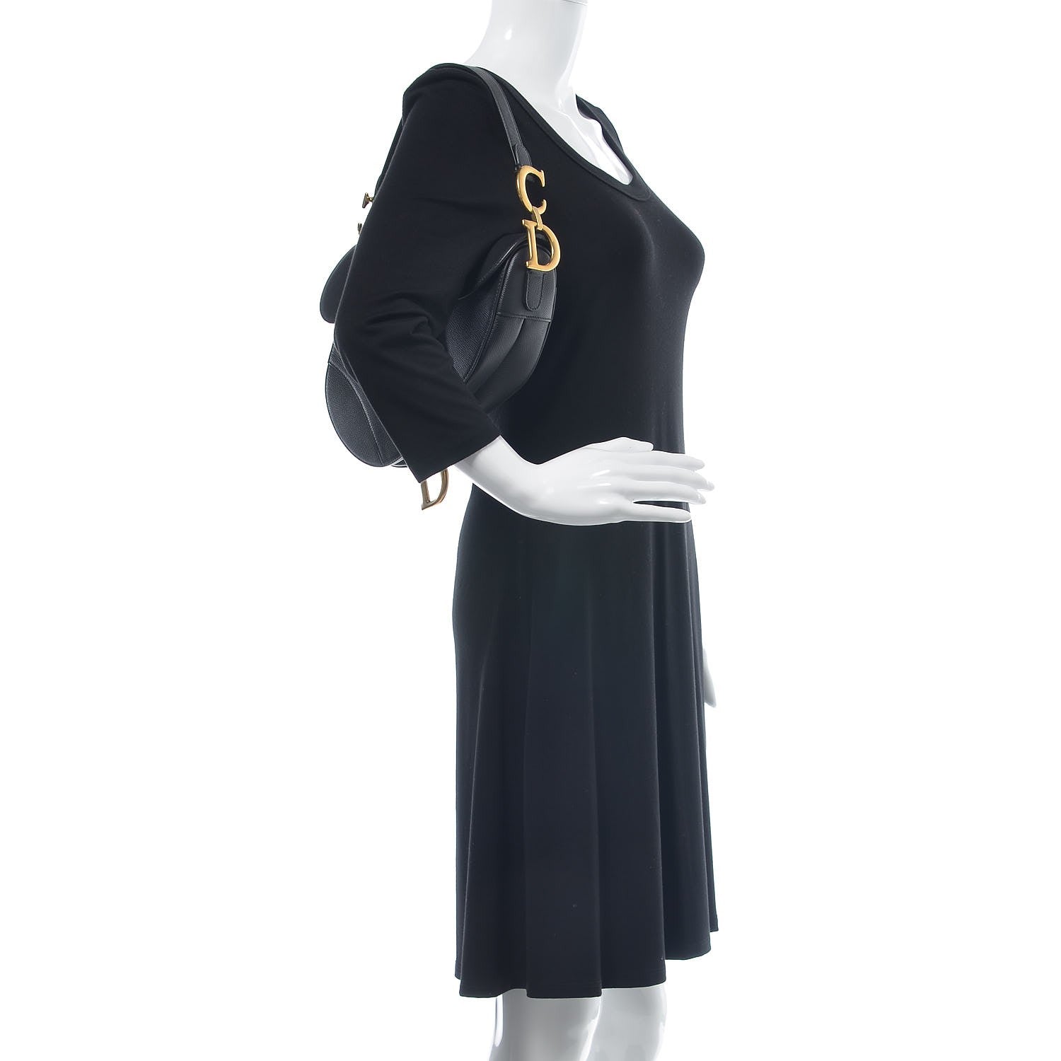 Christian Dior Grained Calfskin Saddle Bag Black 2 of 7