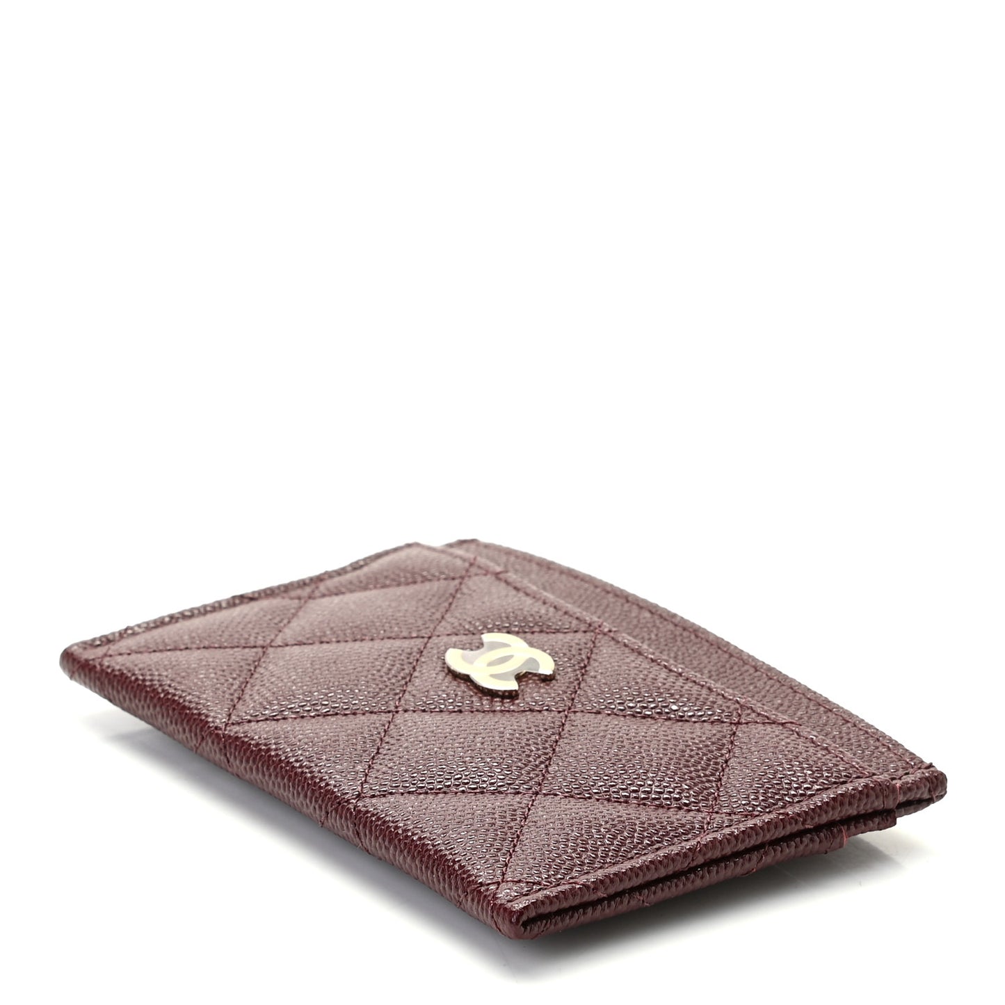 Caviar Quilted Card Holder Burgundy