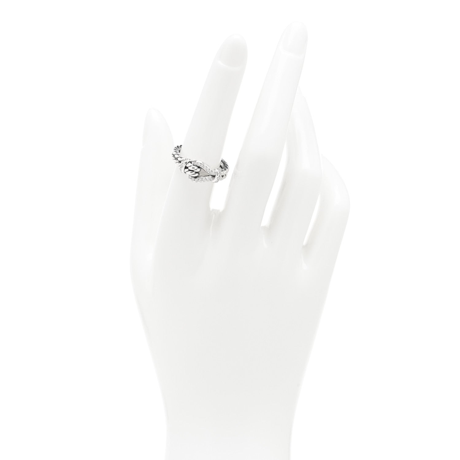 David Yurman Sterling Silver Diamond Thoroughbred Loop Ring 53 6.5 2 of 5