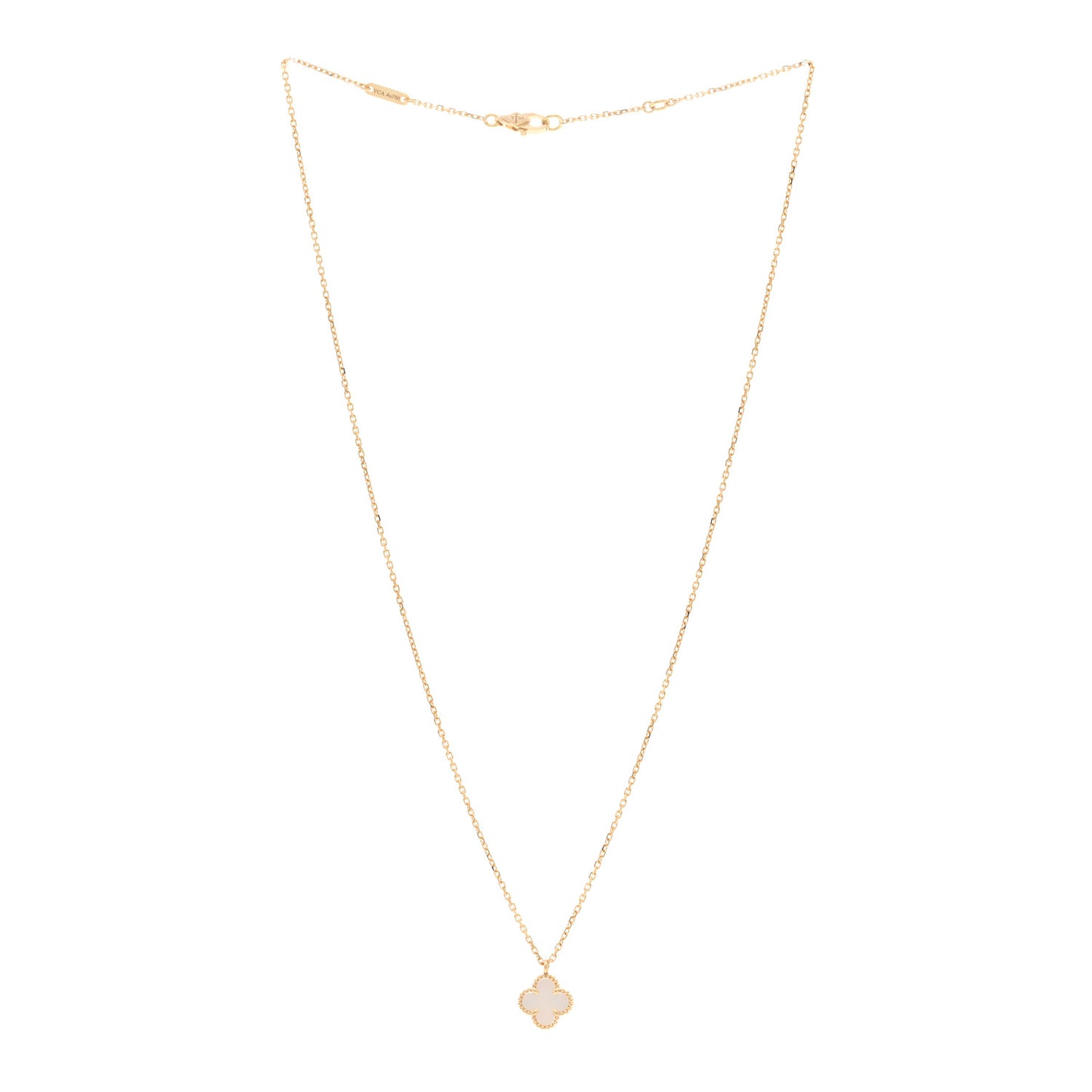 18K Yellow Gold Mother of Pearl Sweet Alhambra Pendant Necklace