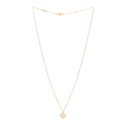 Van Cleef & Arpels 18K Yellow Gold Mother of Pearl Sweet Alhambra Pendant Necklace 3 of 6