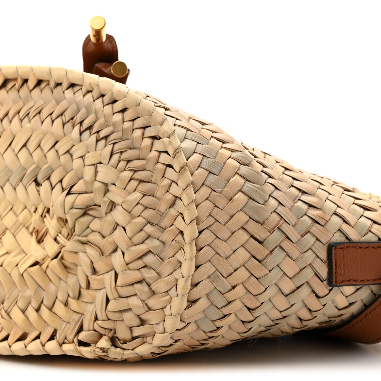 Raffia Calfskin Marcie Basket Tan